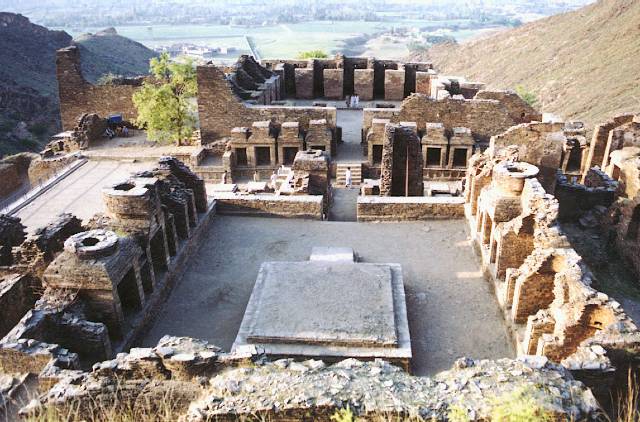 Takht-i-Bahi monastery — main court of the Buddhist monastic complex on the hilltop